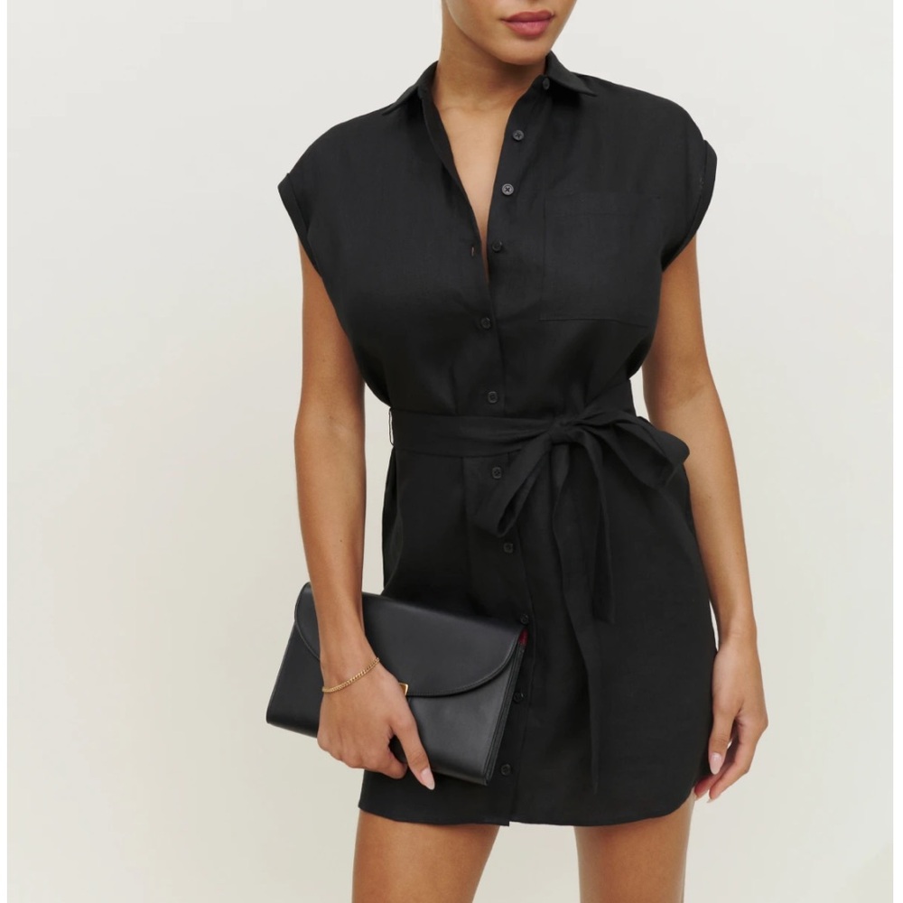 Reformation Aero Linen Dress XS Black